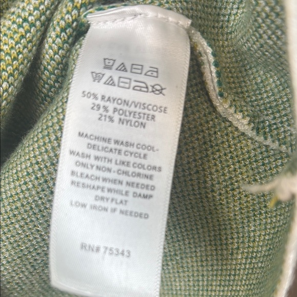 Tahari Green and Yellow Cowl Neck Sweater with Vintage Plaid Design. ( T 437) - Picture 3 of 7